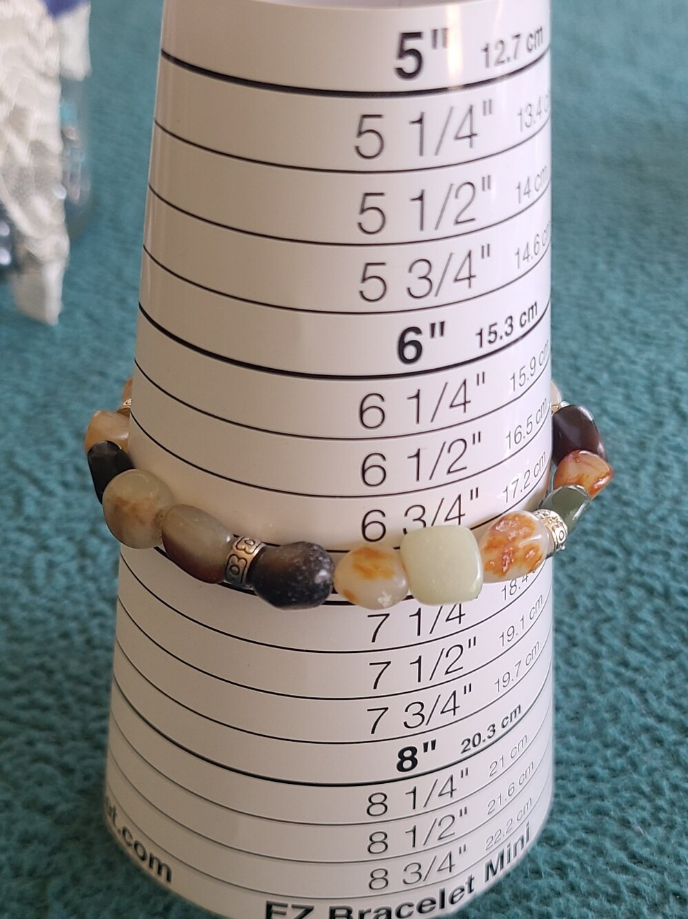 Natural Chinese Hetian Nephrite Jade Tumbled Beaded Bracelet